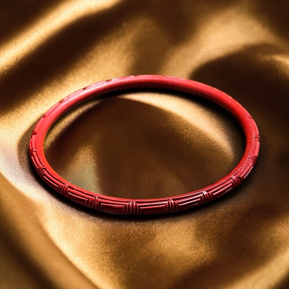 Elegant Carved Cinnabar Bracelet View 3